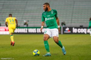 Harold Moukoudi, le défenseur central de l'AS Saint-Etienne.