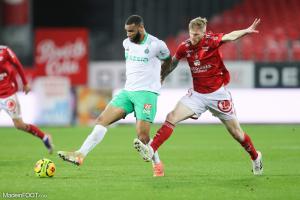 Harold Moukoudi, le défenseur central de l'AS Saint-Etienne.